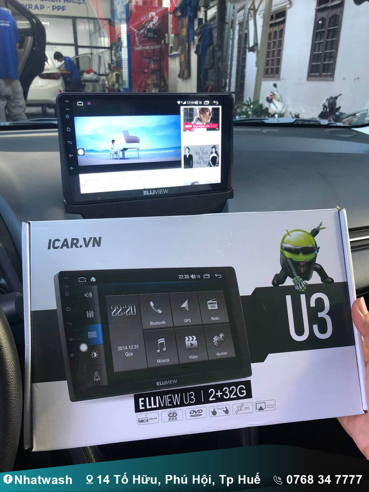 lap man hinh dvd o to hue