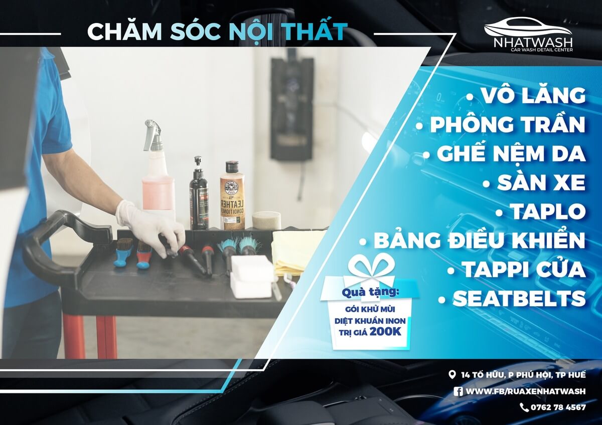 ve sinh noi that xe o to hue